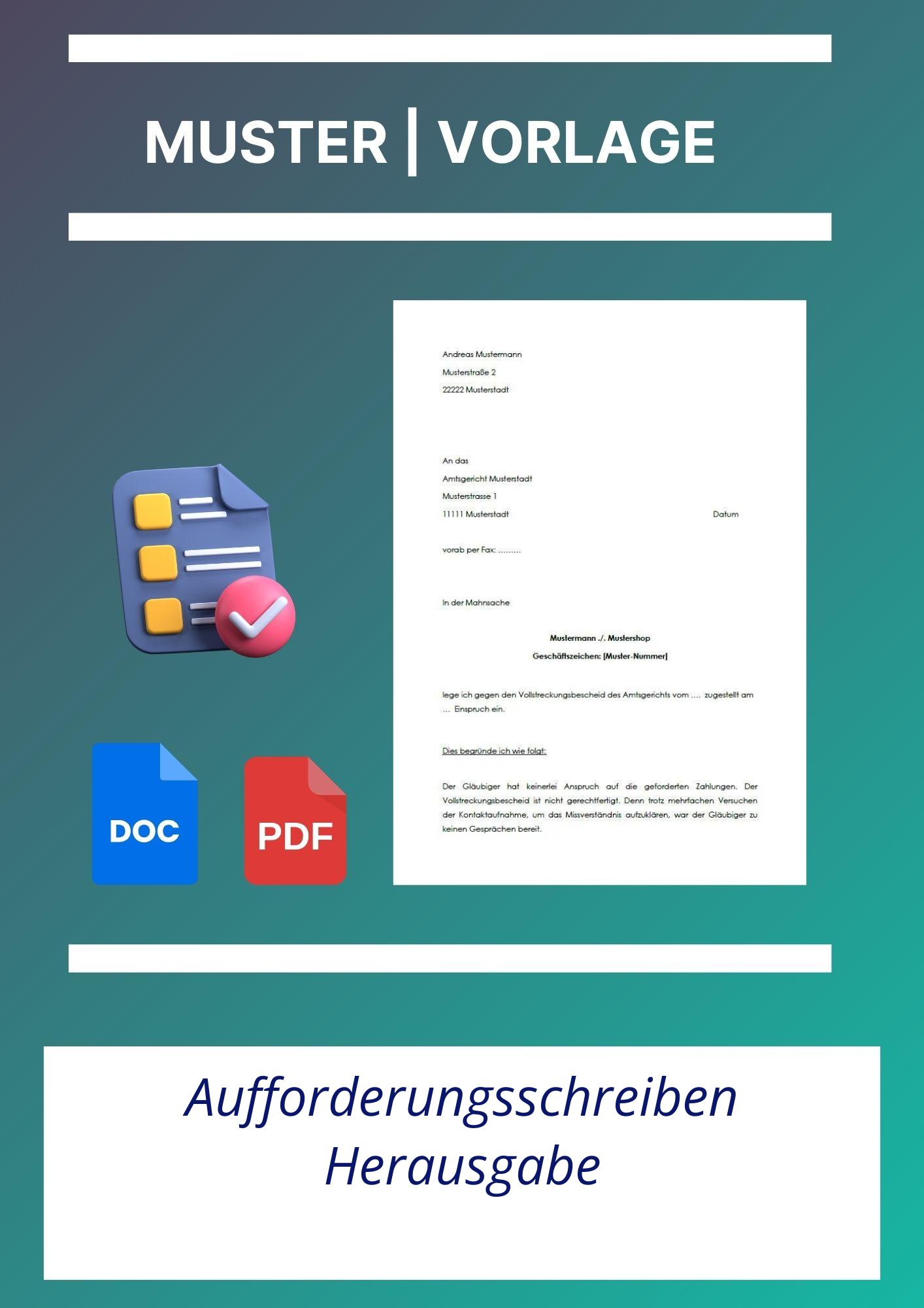 Aufforderungsschreiben Herausgabe