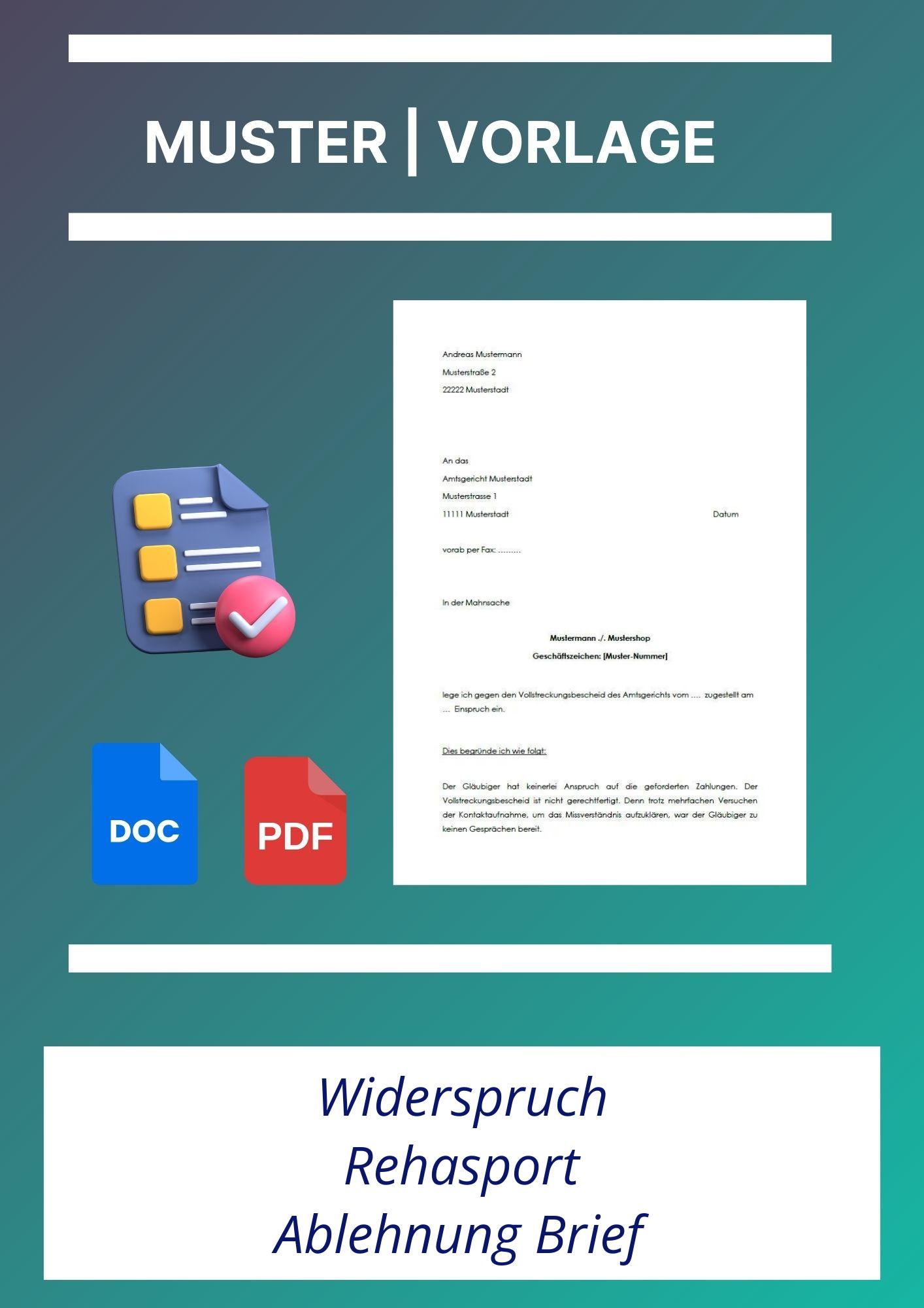 Widerspruch Rehasport Ablehnung Brief