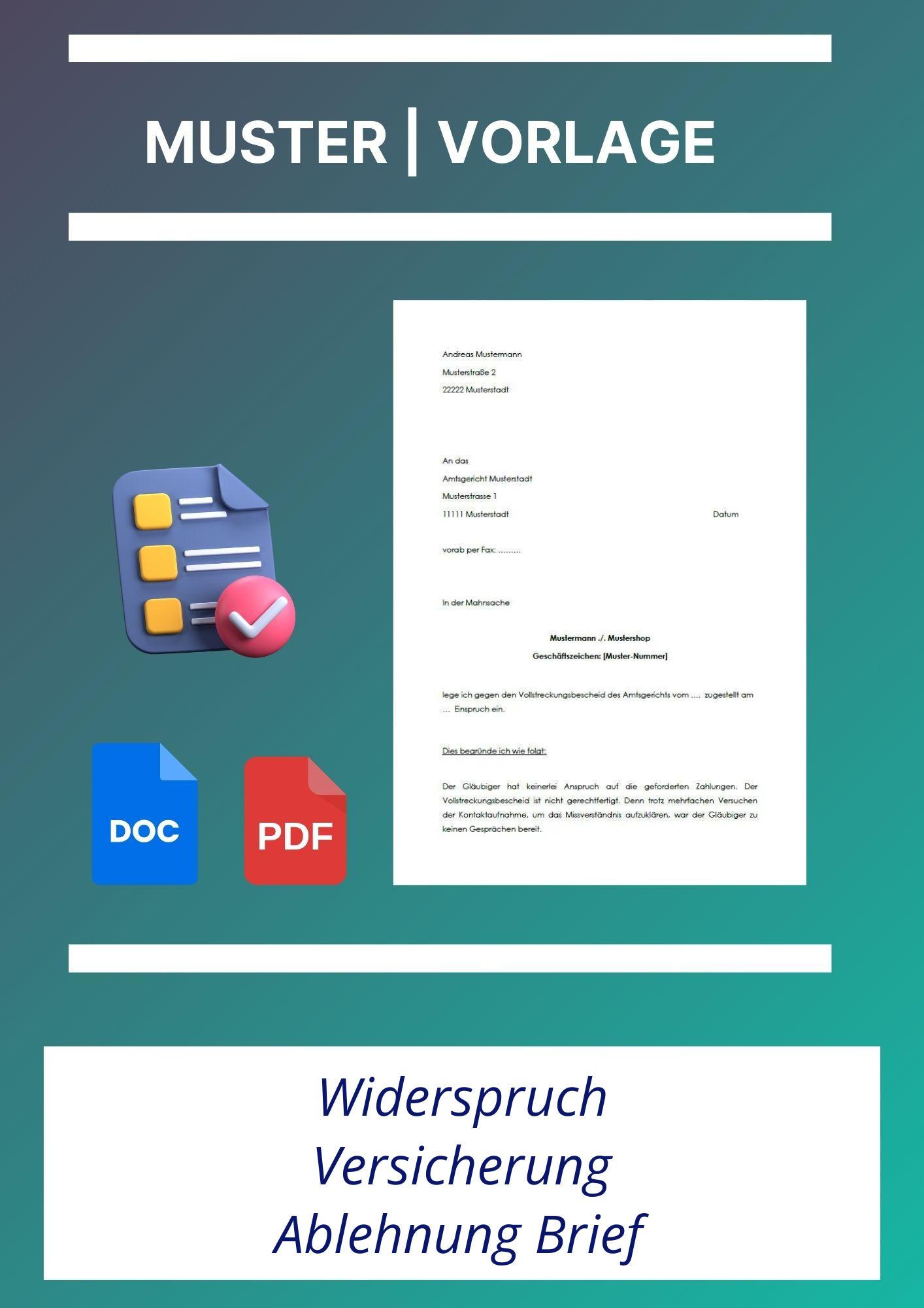 Widerspruch Versicherung Ablehnung Brief